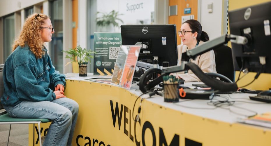 Student receiving advice from a careers advisor
